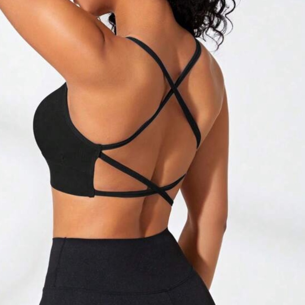 SHEIN Sport Studio Black Seamless Bra